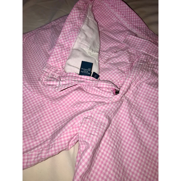 Mens flat-front Polo Shorts Pink Seersucker SZ 35 - Picture 1 of 4